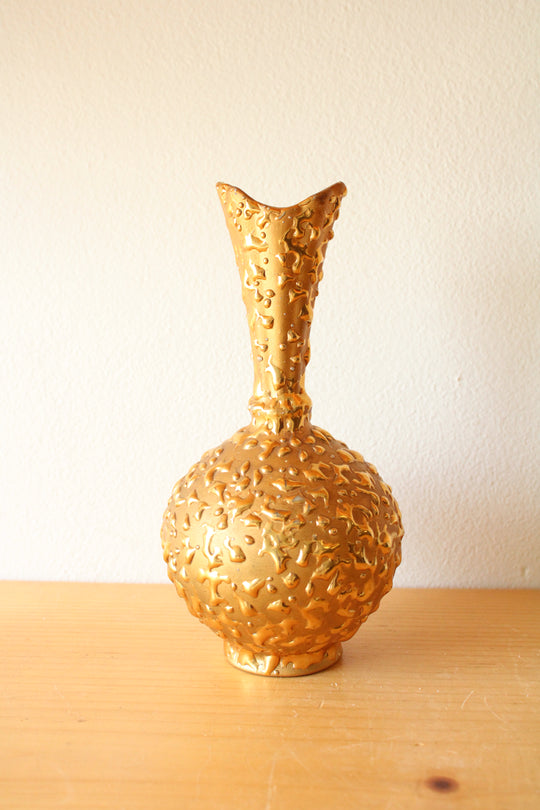 Hand Decorated 22K Weeping Gold Vase