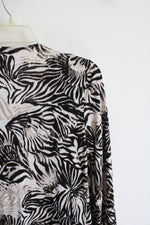 Chico's Travelers Black Tan & White Patterned Tank & Cardigan Set | 0 (S)