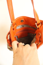 Michael Kors Orange Leather Monogram Bucket Mini Purse