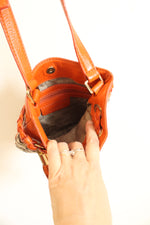 Michael Kors Orange Leather Monogram Bucket Mini Purse
