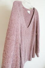 Ava & Viv Mauve Chenille V-Neck Sweater | 2X
