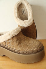 Coach Cecelia Signature Shearling Platform Clogs | Size 8