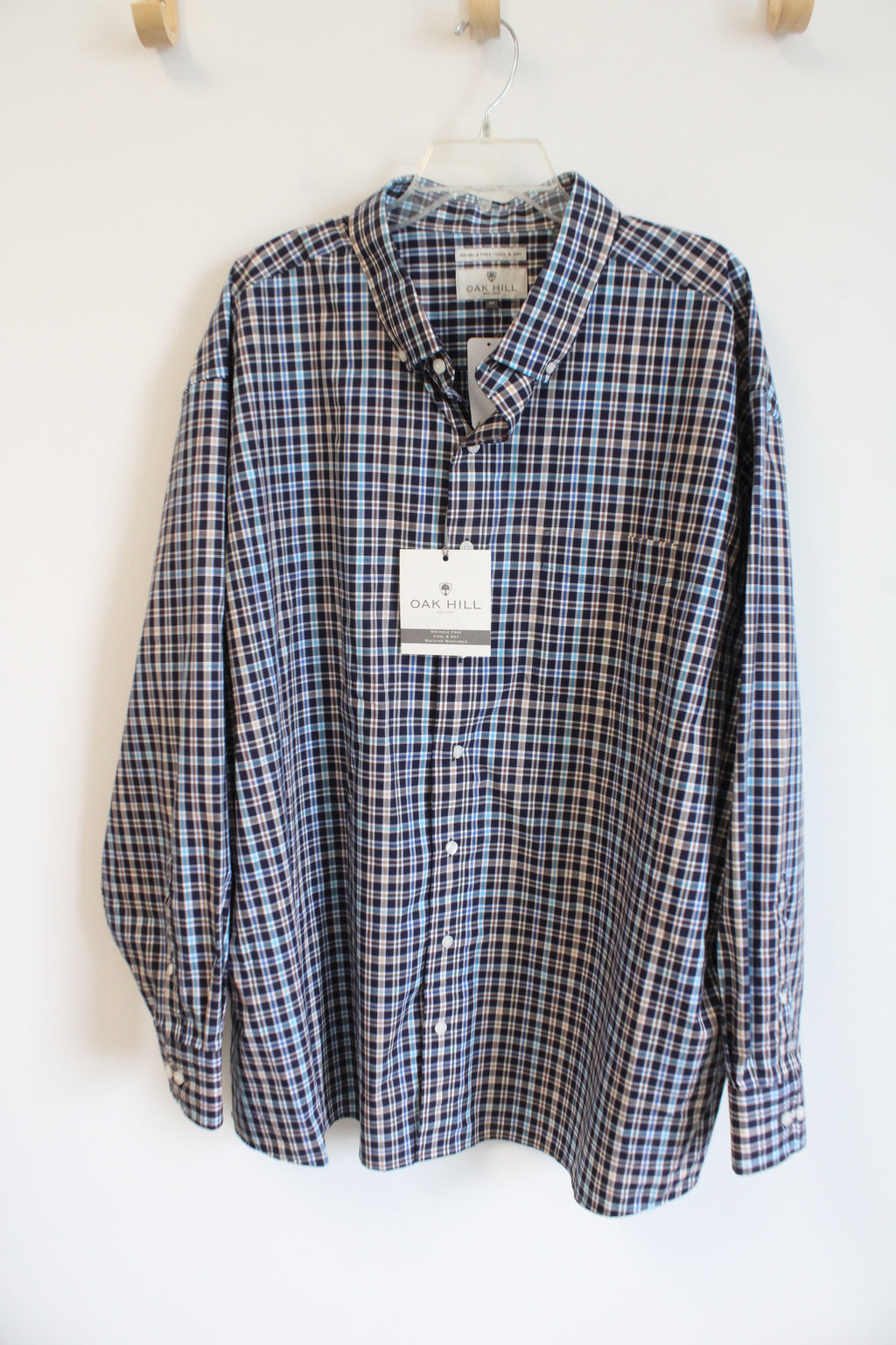 NEW Oak Hill Navy Plaid Button Down Shirt | 3XL