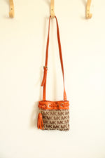 Michael Kors Orange Leather Monogram Bucket Mini Purse