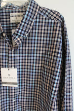 NEW Oak Hill Navy Plaid Button Down Shirt | 3XL