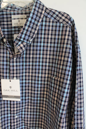 NEW Oak Hill Navy Plaid Button Down Shirt | 3XL