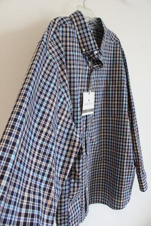 NEW Oak Hill Navy Plaid Button Down Shirt | 3XL