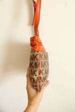 Michael Kors Orange Leather Monogram Bucket Mini Purse