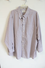 Oak Hill Red Gray White Striped Button Down Wrinkle Free Shirt | 3XL