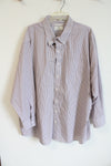 Oak Hill Red Gray White Striped Button Down Wrinkle Free Shirt | 3XL