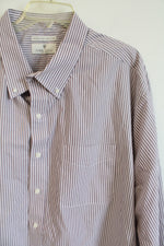 Oak Hill Red Gray White Striped Button Down Wrinkle Free Shirt | 3XL
