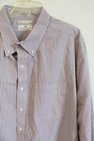 Oak Hill Red Gray White Striped Button Down Wrinkle Free Shirt | 3XL