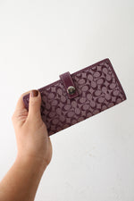 Coach Signature Purple Canvas Bi-Fold Wallet