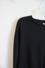 NEW Ebb & Flow Black Slightly Cropped Long Sleeved Shirt | XL