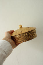 Hand Decorated 22K. Gold Weeping-Bright Gold Dish W/ Lid