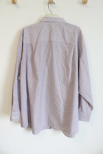Oak Hill Red Gray White Striped Button Down Wrinkle Free Shirt | 3XL