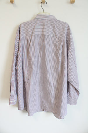 Oak Hill Red Gray White Striped Button Down Wrinkle Free Shirt | 3XL