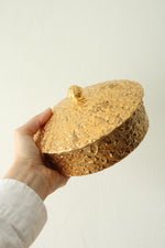 Hand Decorated 22K. Gold Weeping-Bright Gold Dish W/ Lid