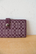 Coach Signature Purple Canvas Bi-Fold Wallet