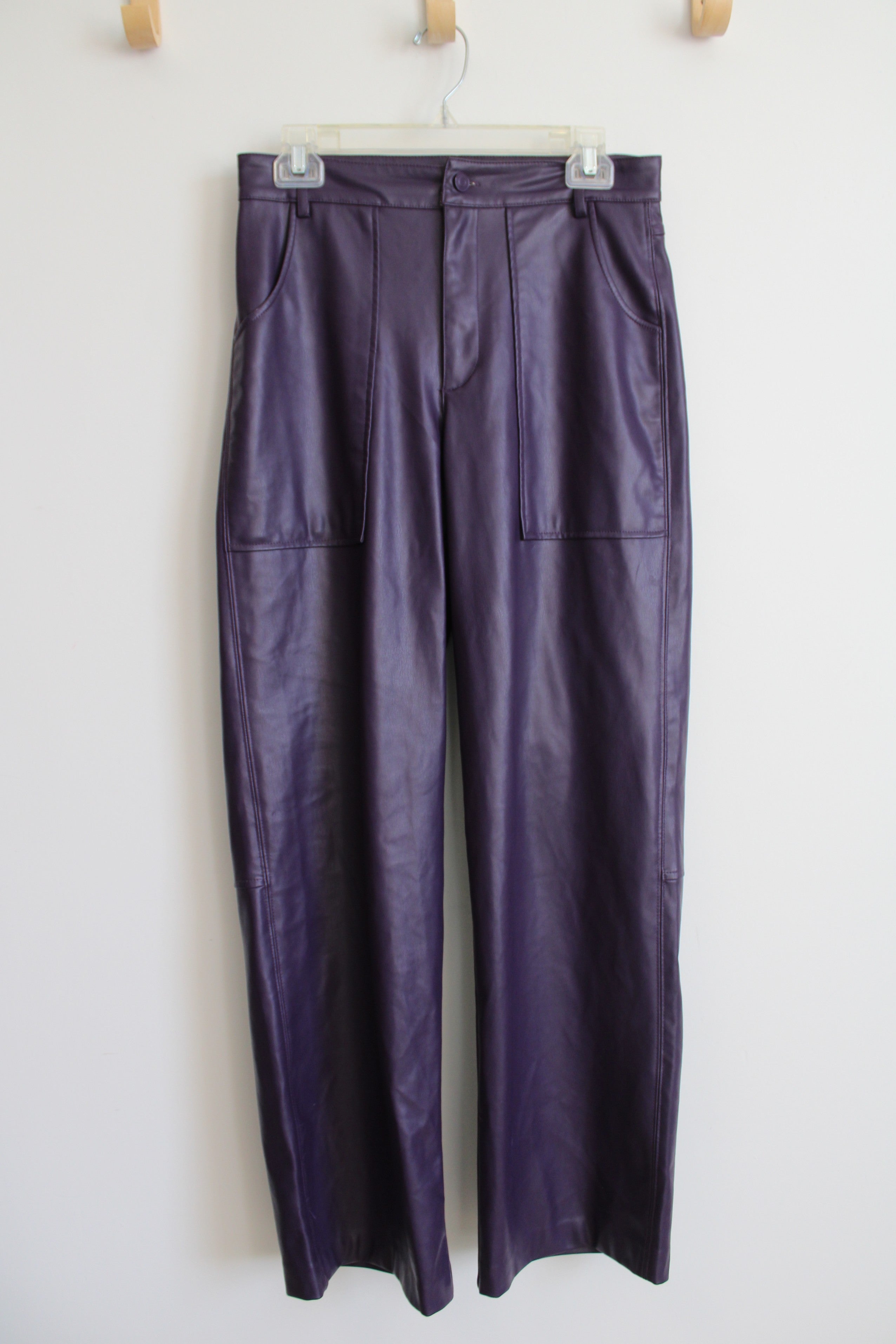 Zara Dark Purple Faux Leather Pants | S