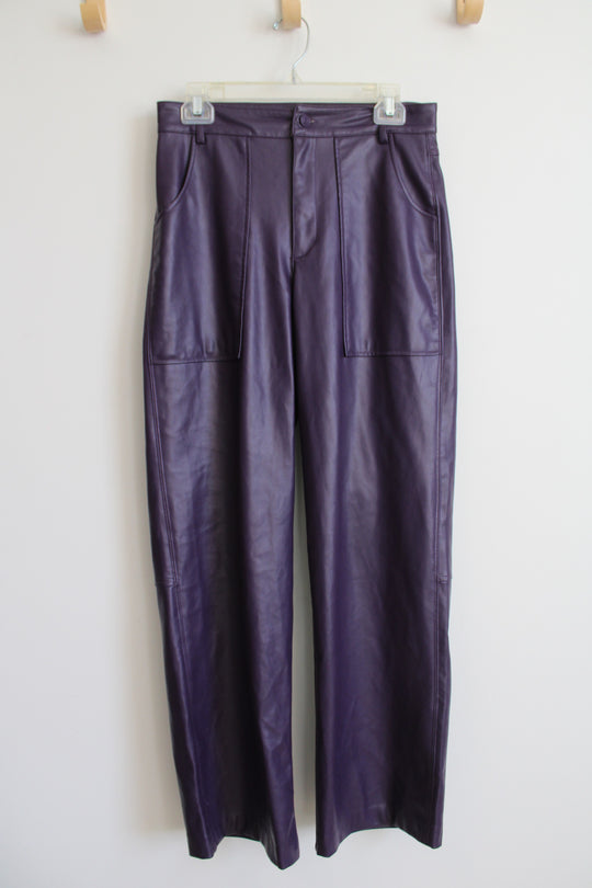 Zara Dark Purple Faux Leather Pants | S