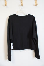 NEW Ebb & Flow Black Slightly Cropped Long Sleeved Shirt | XL