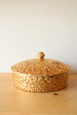 Hand Decorated 22K. Gold Weeping-Bright Gold Dish W/ Lid