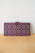 Coach Signature Purple Canvas Bi-Fold Wallet