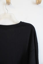 NEW Ebb & Flow Black Slightly Cropped Long Sleeved Shirt | XL