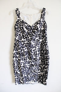 London Times Black Floral Satin Layered Dress | 8 Petite
