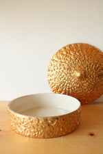 Hand Decorated 22K. Gold Weeping-Bright Gold Dish W/ Lid