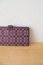 Coach Signature Purple Canvas Bi-Fold Wallet