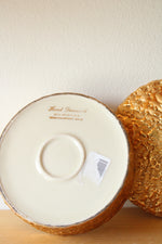 Hand Decorated 22K. Gold Weeping-Bright Gold Dish W/ Lid