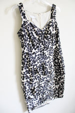 London Times Black Floral Satin Layered Dress | 8 Petite