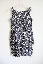 London Times Black Floral Satin Layered Dress | 8 Petite