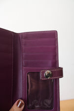 Coach Signature Purple Canvas Bi-Fold Wallet