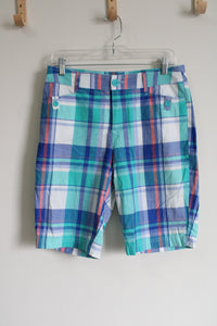 St. John's Bay Blue Plaid Shorts | 6