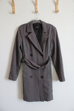 Simply Vera Wang Gray Houndstooth Belted Jacket | M