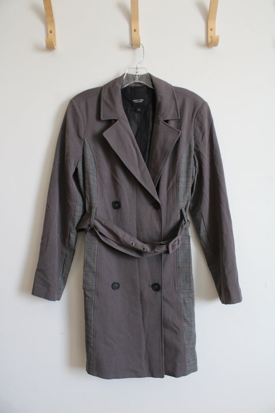 Simply Vera Wang Gray Houndstooth Belted Jacket | M