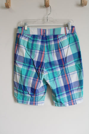St. John's Bay Blue Plaid Shorts | 6
