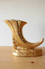 Hand Decorated Weeping-Bright Gold Cornucopia Vase