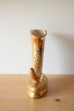 Hand Decorated Weeping-Bright Gold Cornucopia Vase