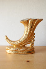 Hand Decorated Weeping-Bright Gold Cornucopia Vase