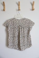 Banana Republic White & Brown Leopard Print Blouse | XXS Petite