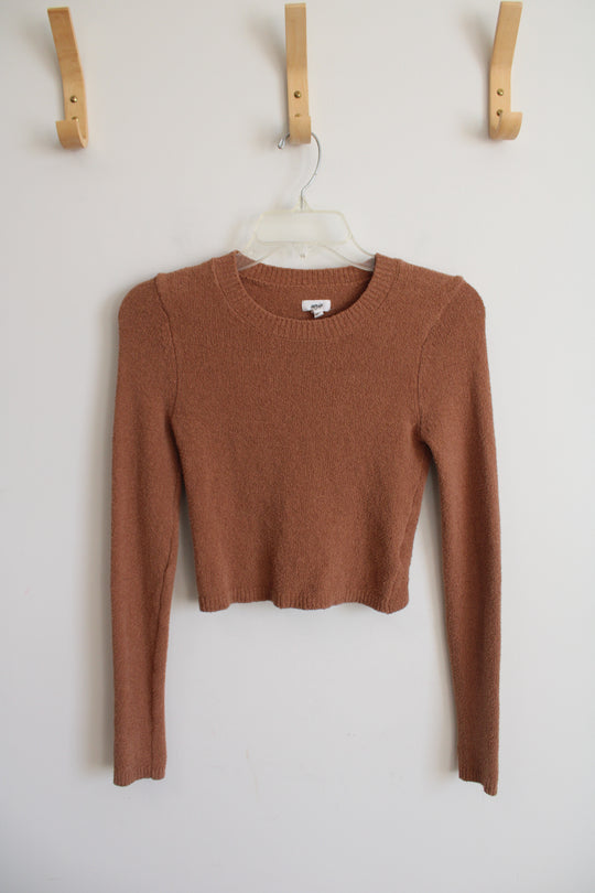Aerie Brown Open Back Cropped Sweater | XS