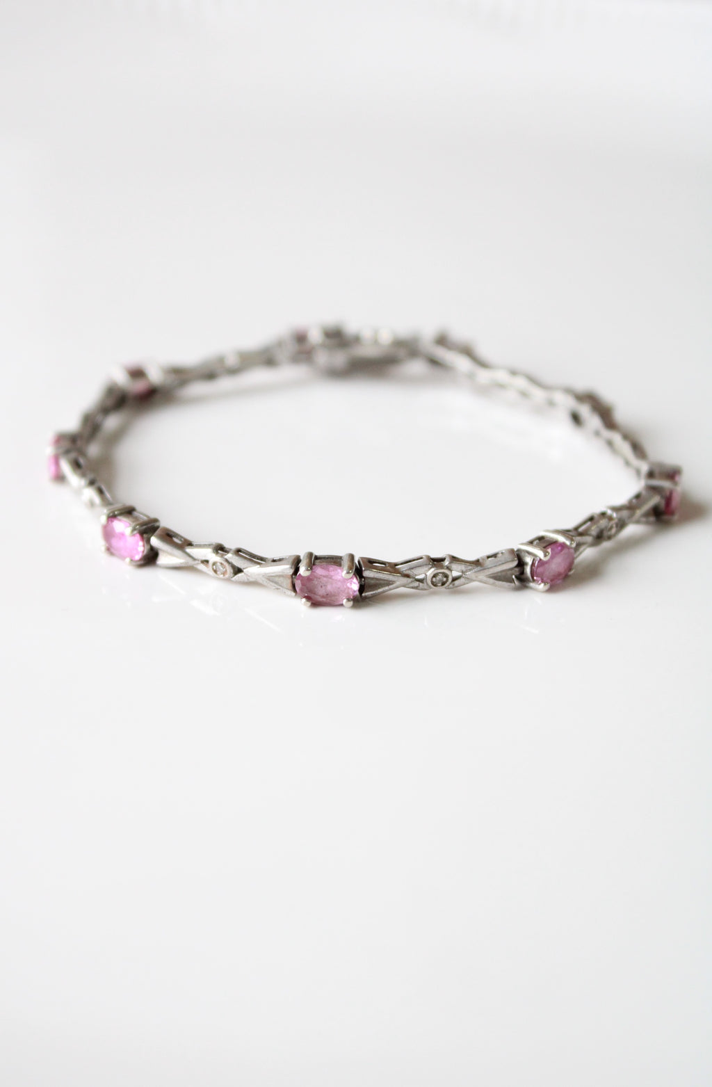 Sterling Silver Pink Sapphire Bracelet