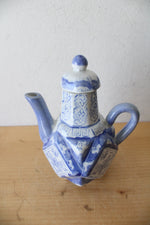 Vintage Chinese Blue & White Angular Porcelain Teapot