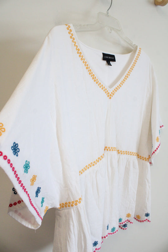 Lane Bryant White Embroidered Floral Detail Flowy Top | 22