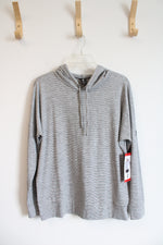 NEW Skechers Relaxed Fit Gray & White Striped Hoodie | M