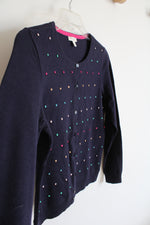Talbots Navy Colorful Dotted Button Down Cardigan | S Petite